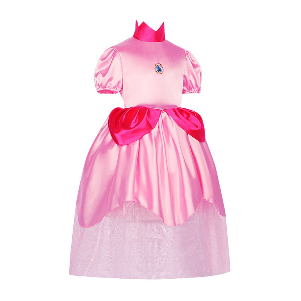 Adult Women Princess Peach Cosplay Costume Mesh Dress Outfits Halloween Carnival Suit