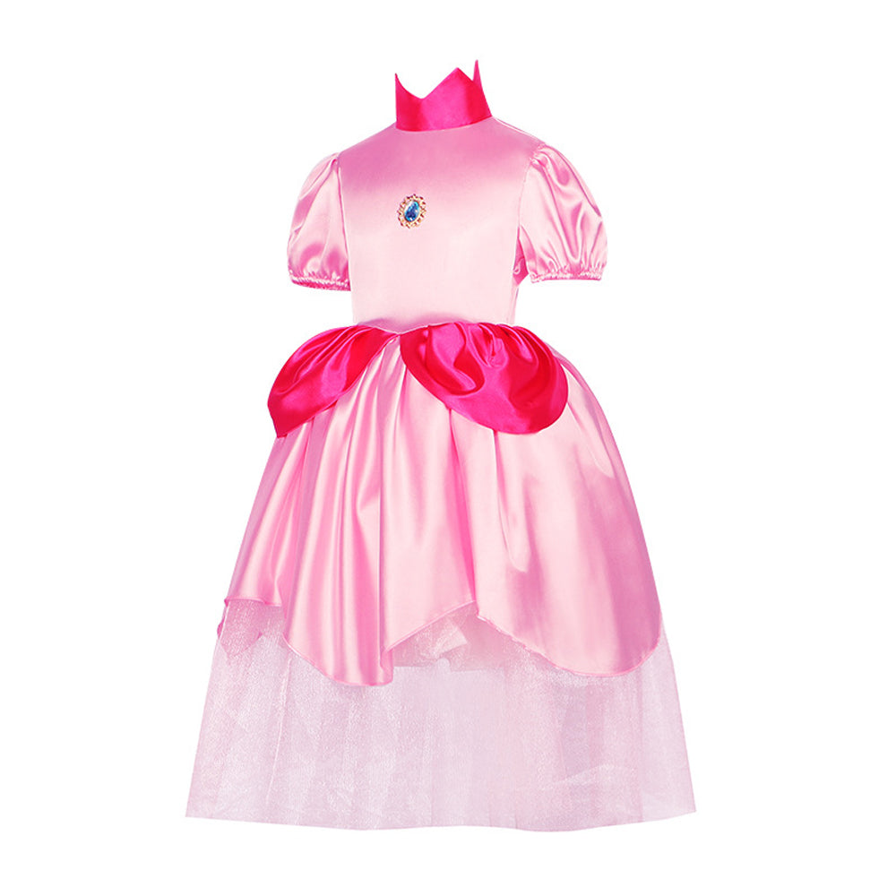 Adult Women Princess Peach Cosplay Costume Mesh Dress Outfits Halloween Carnival Suit