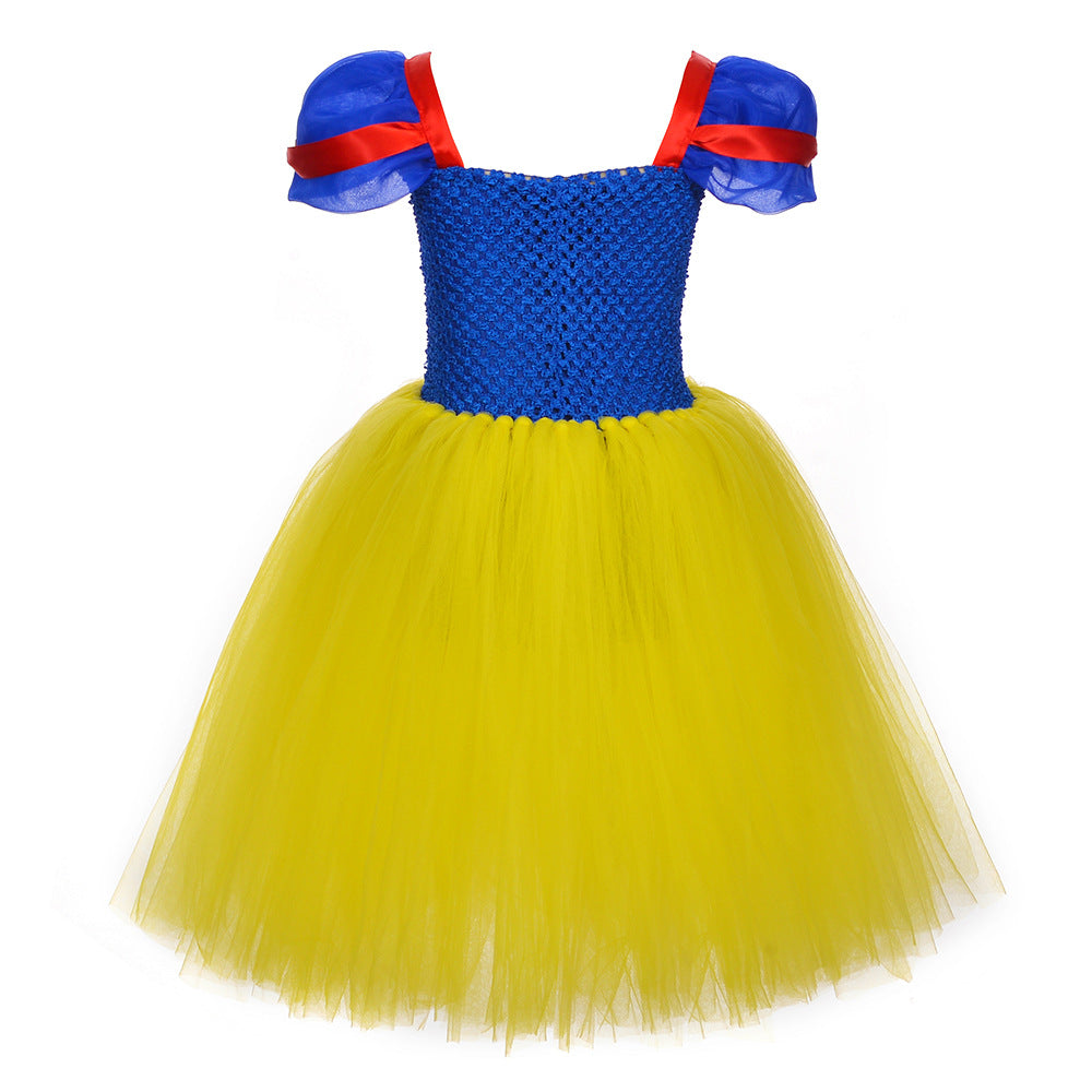 Snow White Princess Costume Kids Girls Cosplay Party Tutu Cake Dress Halloween Outfit