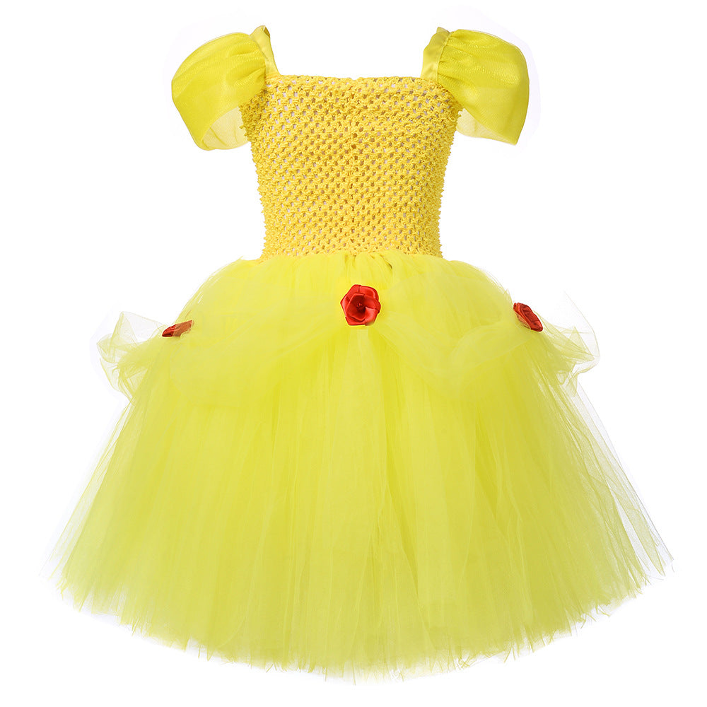 Snow White Princess Costume Kids Girls Cosplay Party Tutu Cake Dress Halloween Outfit