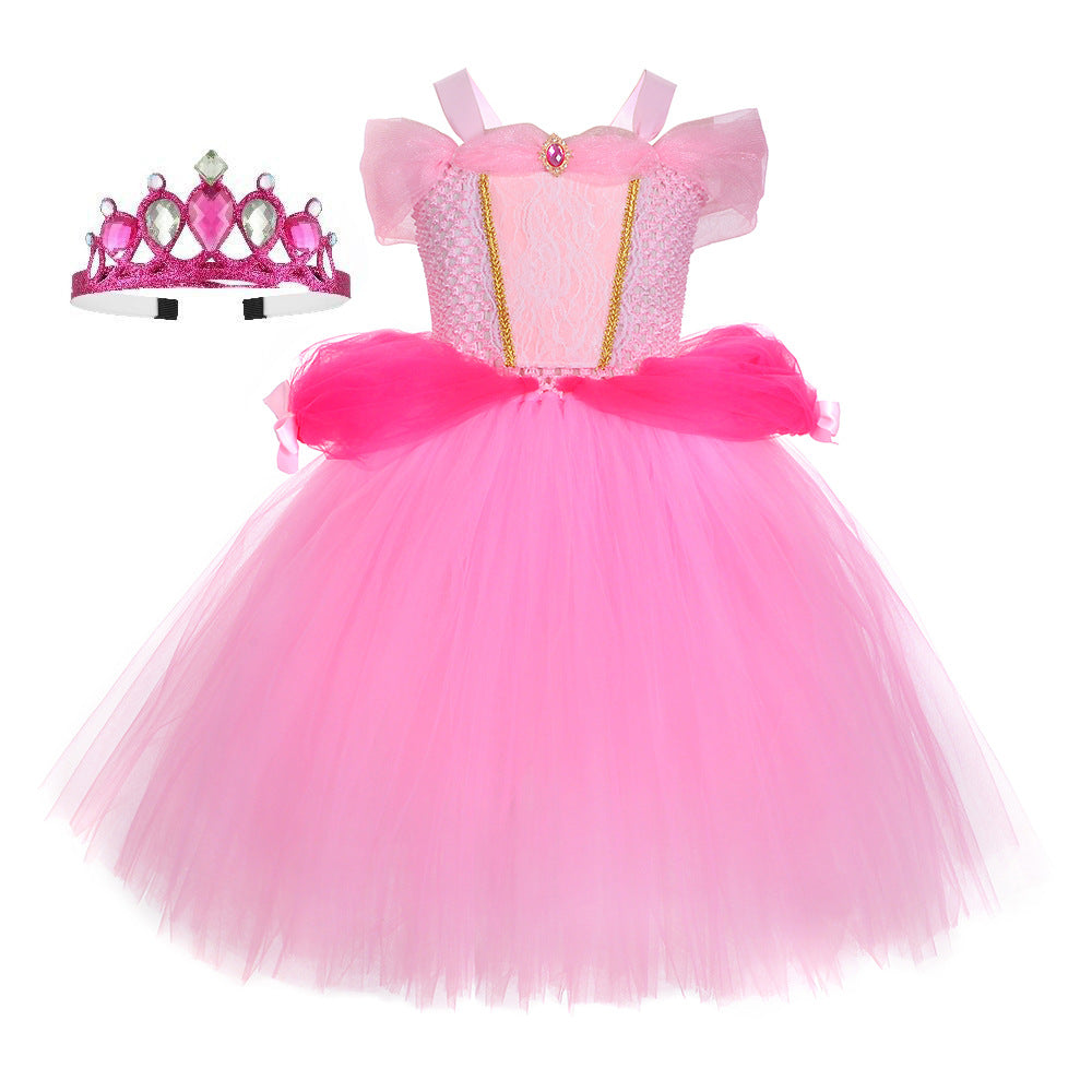 Snow White Princess Costume Kids Girls Cosplay Party Tutu Cake Dress Halloween Outfit