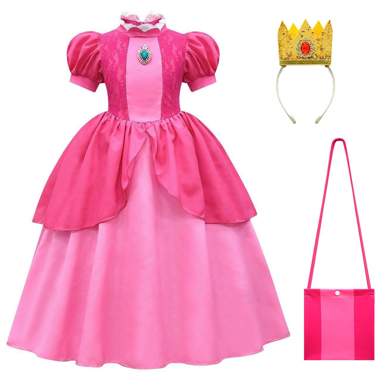 Super Mario Bros Princess Peach Kids Girls Tutu Dress Outfits Cosplay Costume