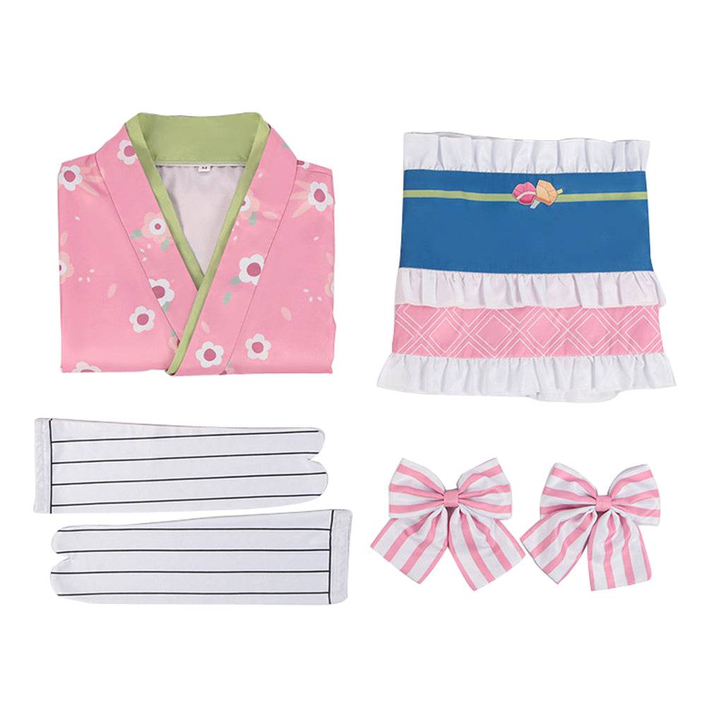Kanroji Mitsuri Cosplay Costume Women Pink Kimono Party Carnival - Azufun