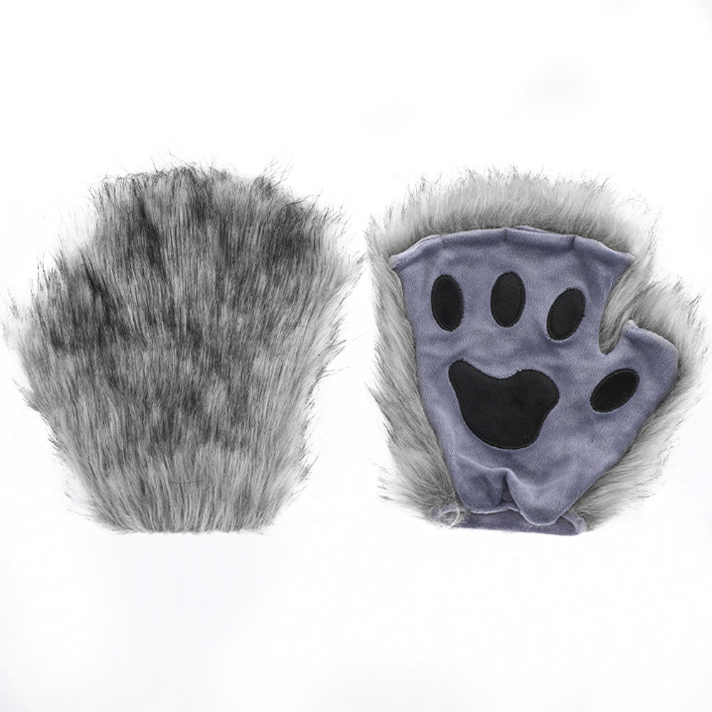 Simulation fox mask gloves plush fox tail set cos props accessories