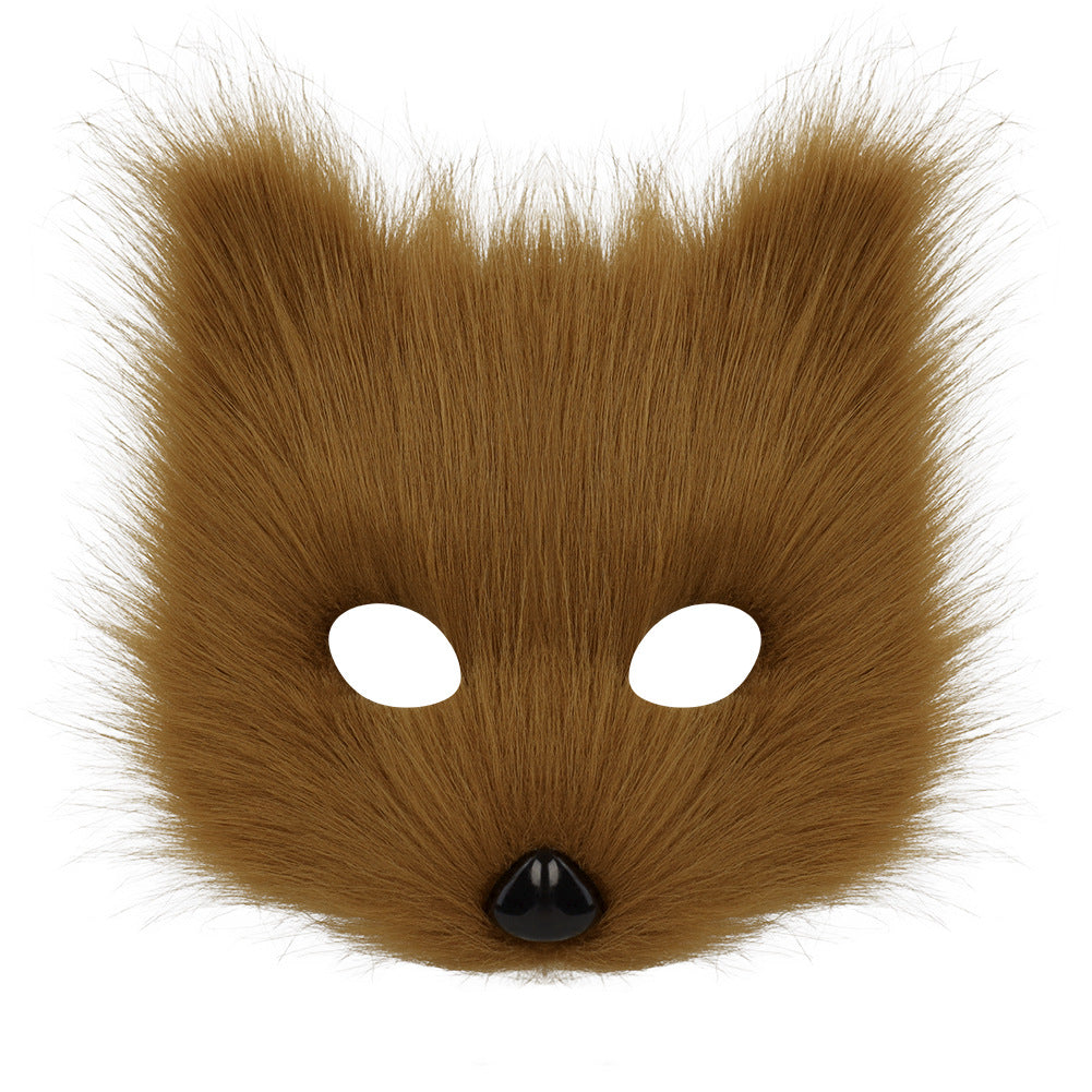 Simulation fox mask gloves plush fox tail set cos props accessories