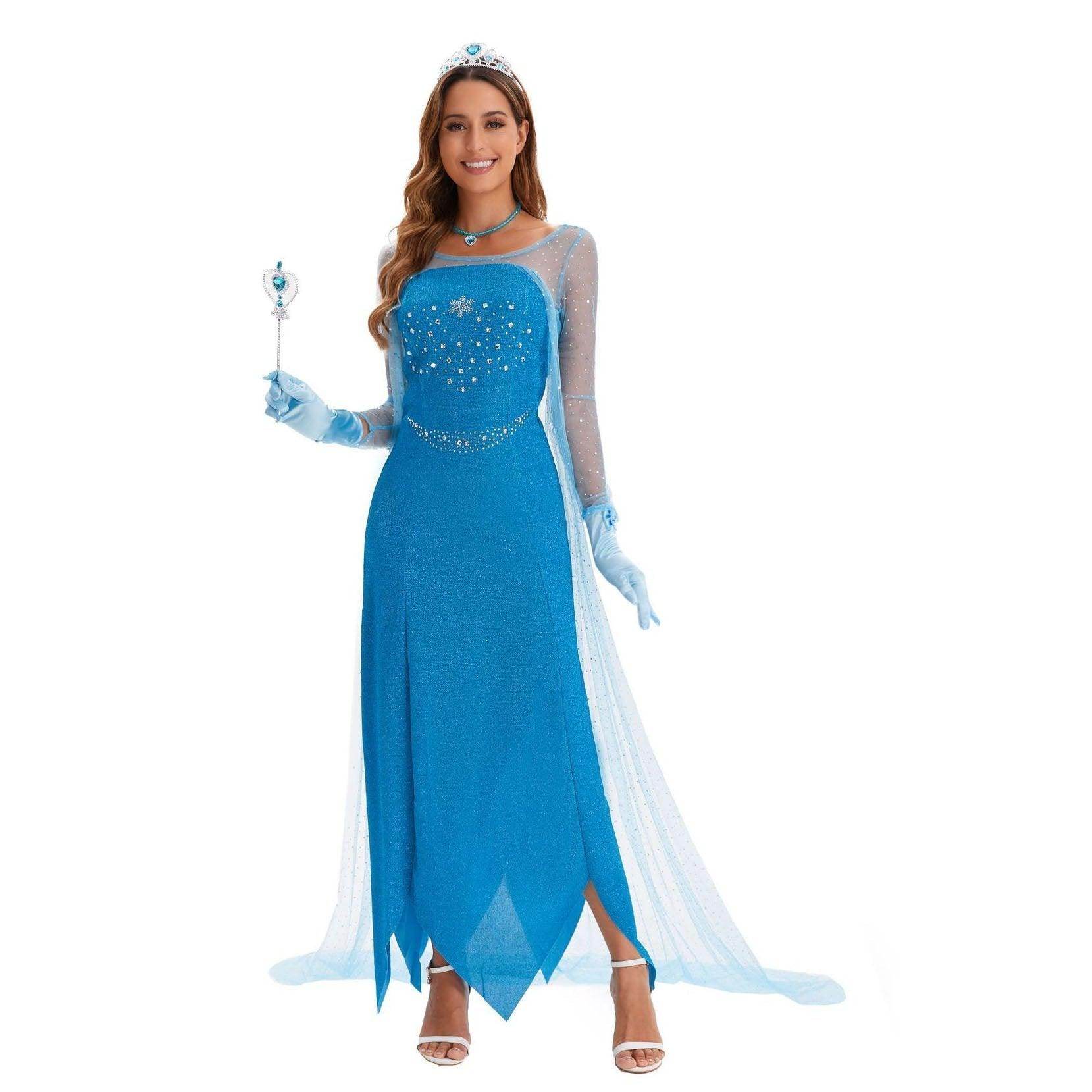 2024 New Elsa Frozen Queen Costume Carnival Cosplay Suit - Azufun