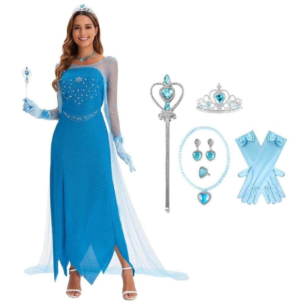 2024 New Elsa Frozen Queen Costume Carnival Cosplay Suit - Azufun