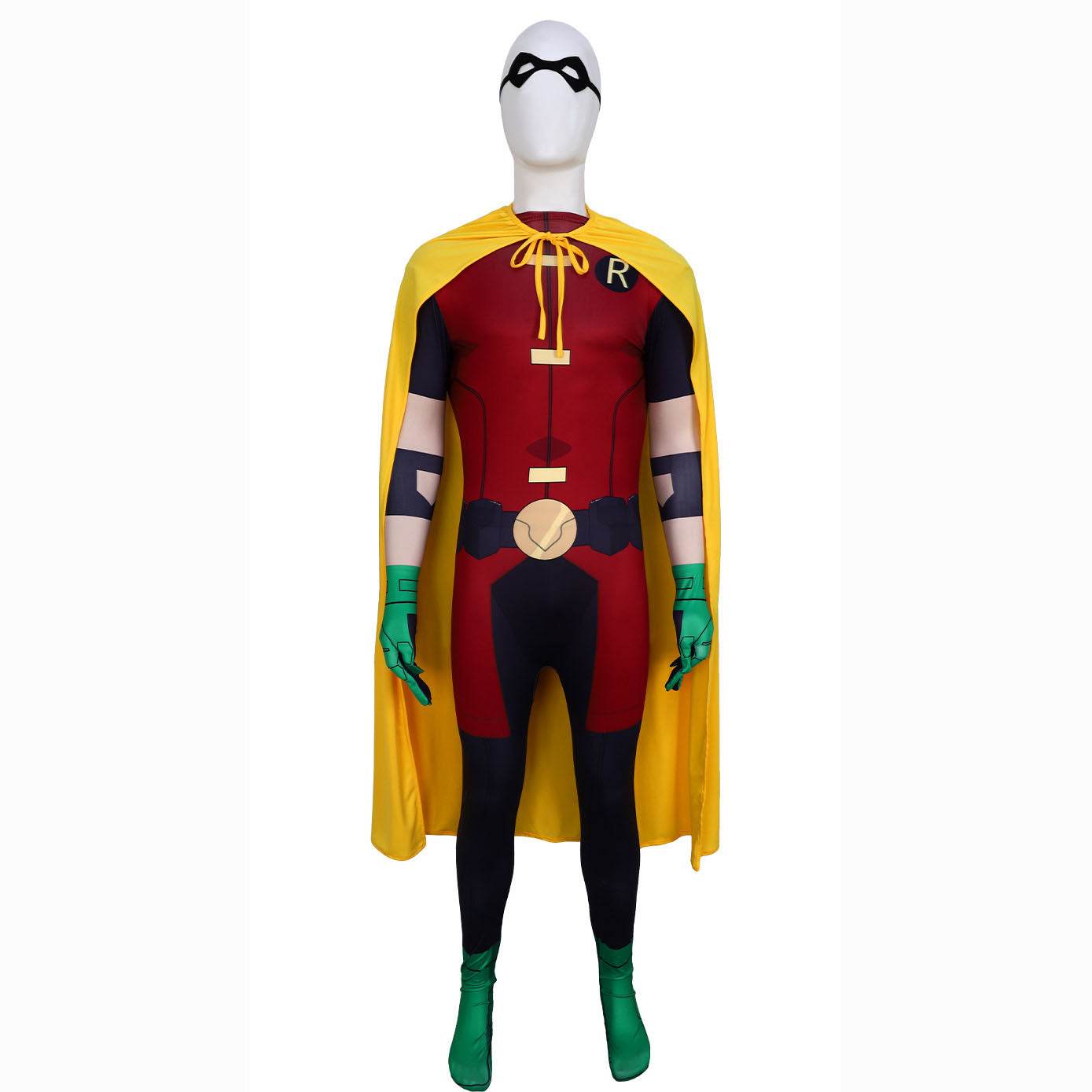 DC Teen Titans Robin Cosplay Costume Halloween For Adult Full Set With Cape - Azufun