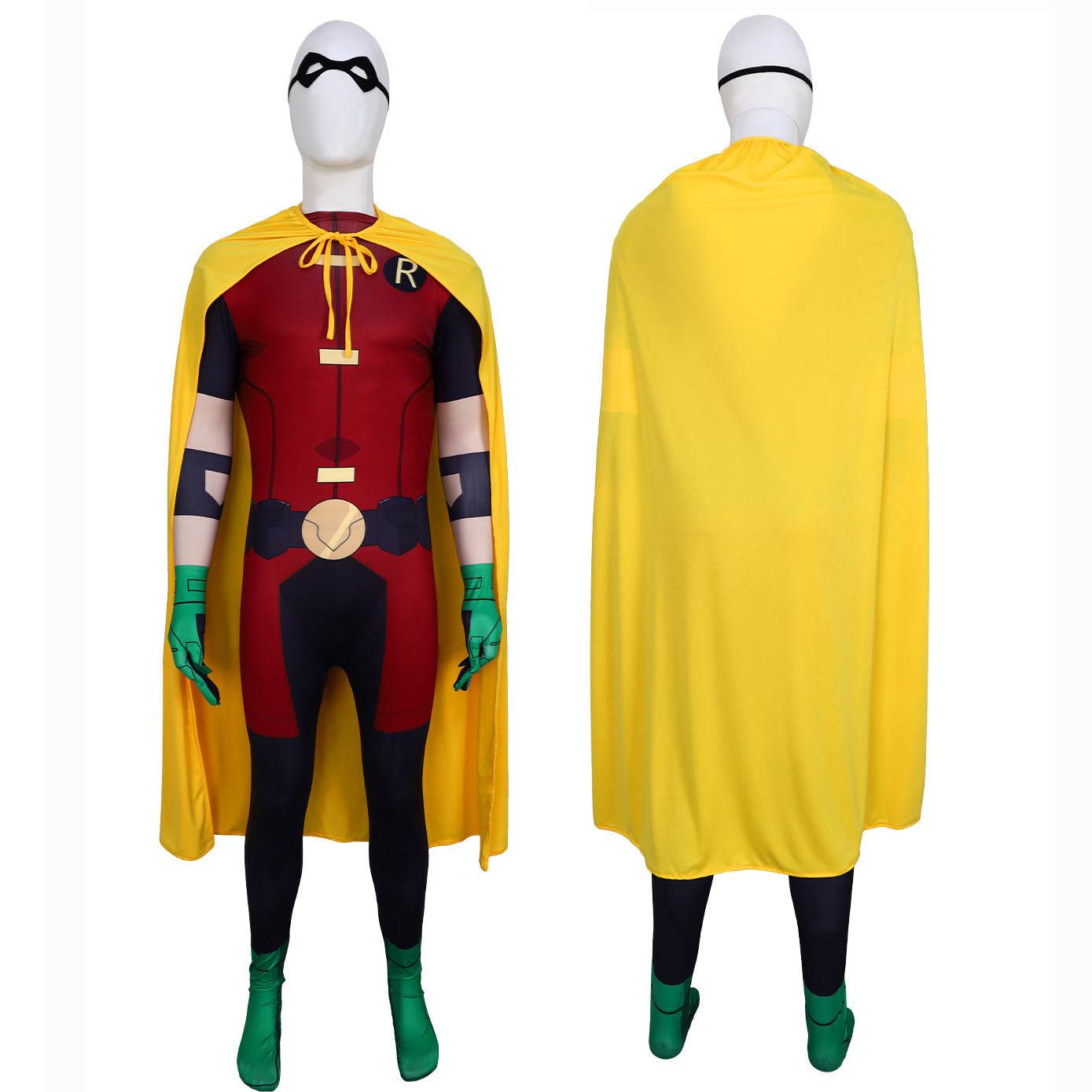 DC Teen Titans Robin Cosplay Costume Halloween For Adult Full Set With Cape - Azufun