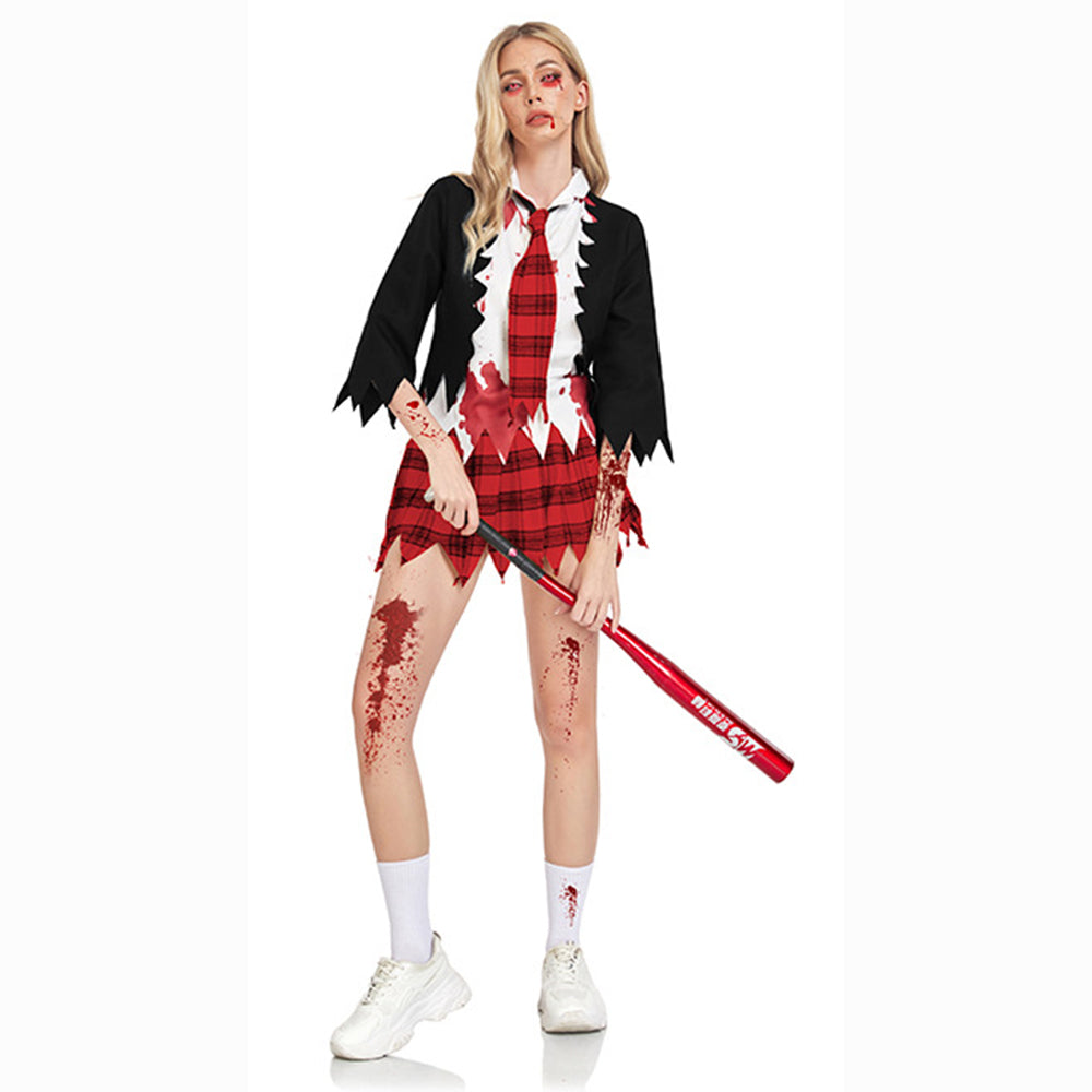 College Vampire Outfit Horror Zombie Student Uniform Party Women Halloween - Azufun