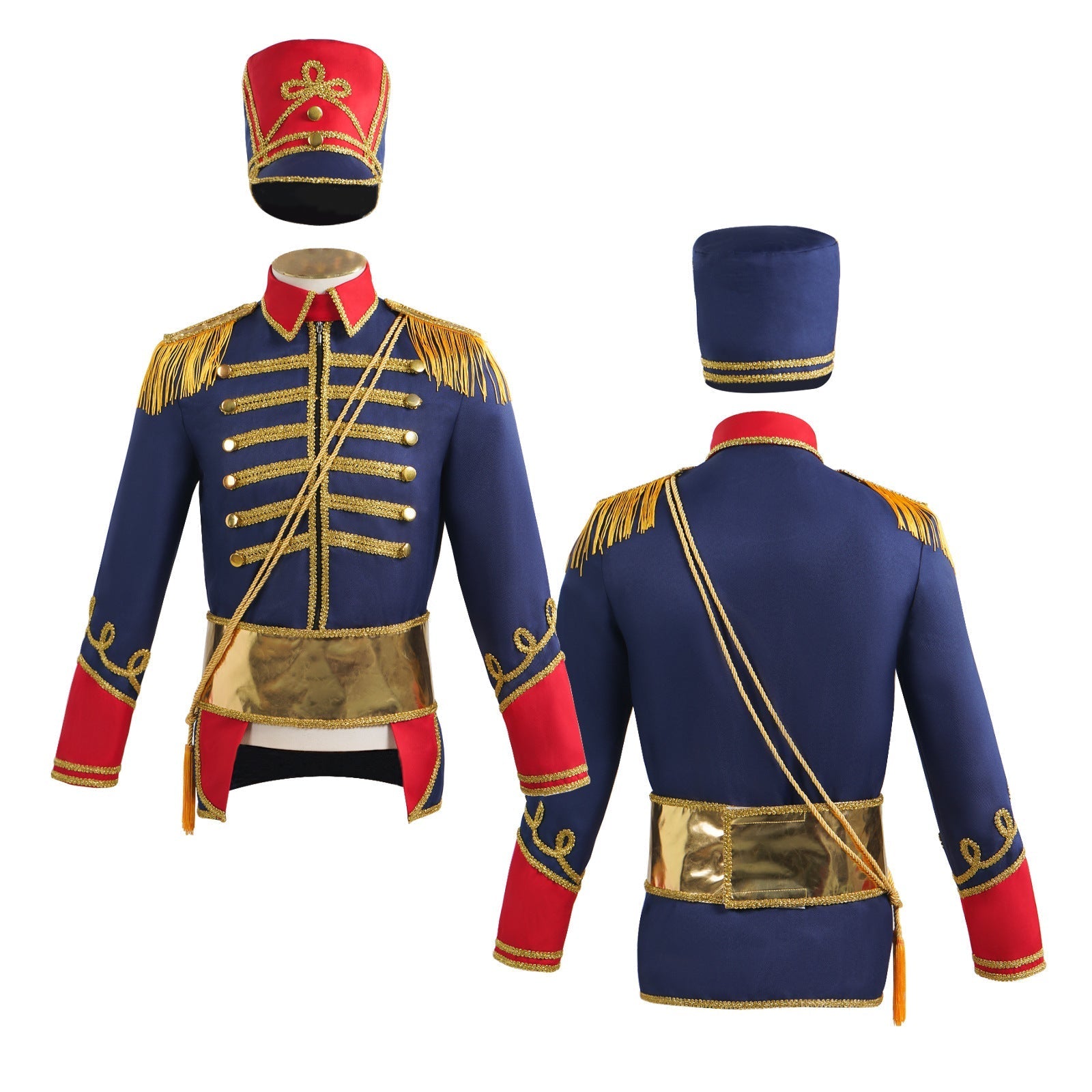 British Hussar Tunic Royal Prince Tailcoat Drummer Parade Costume Jacket Men Halloween - Azufun