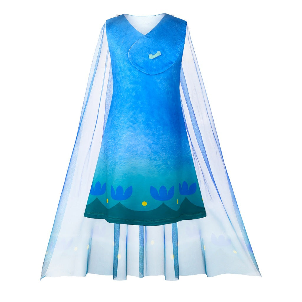 Girls Trolls World Tour Costume Princess Poppy Dress Set - Azufun