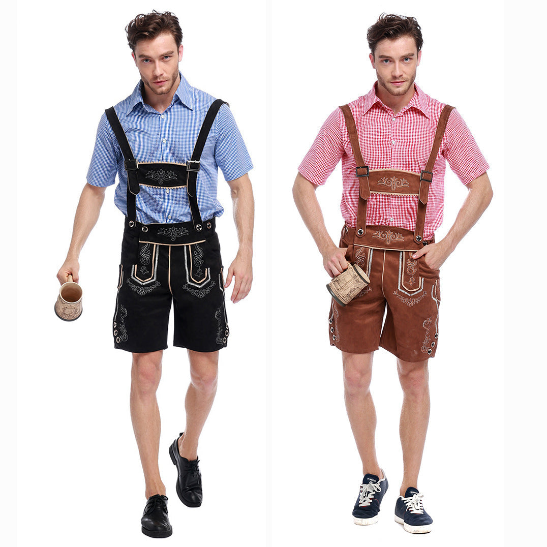 Men German Oktoberfest Outfit Beer Waiter Halloween Costume - Azufun
