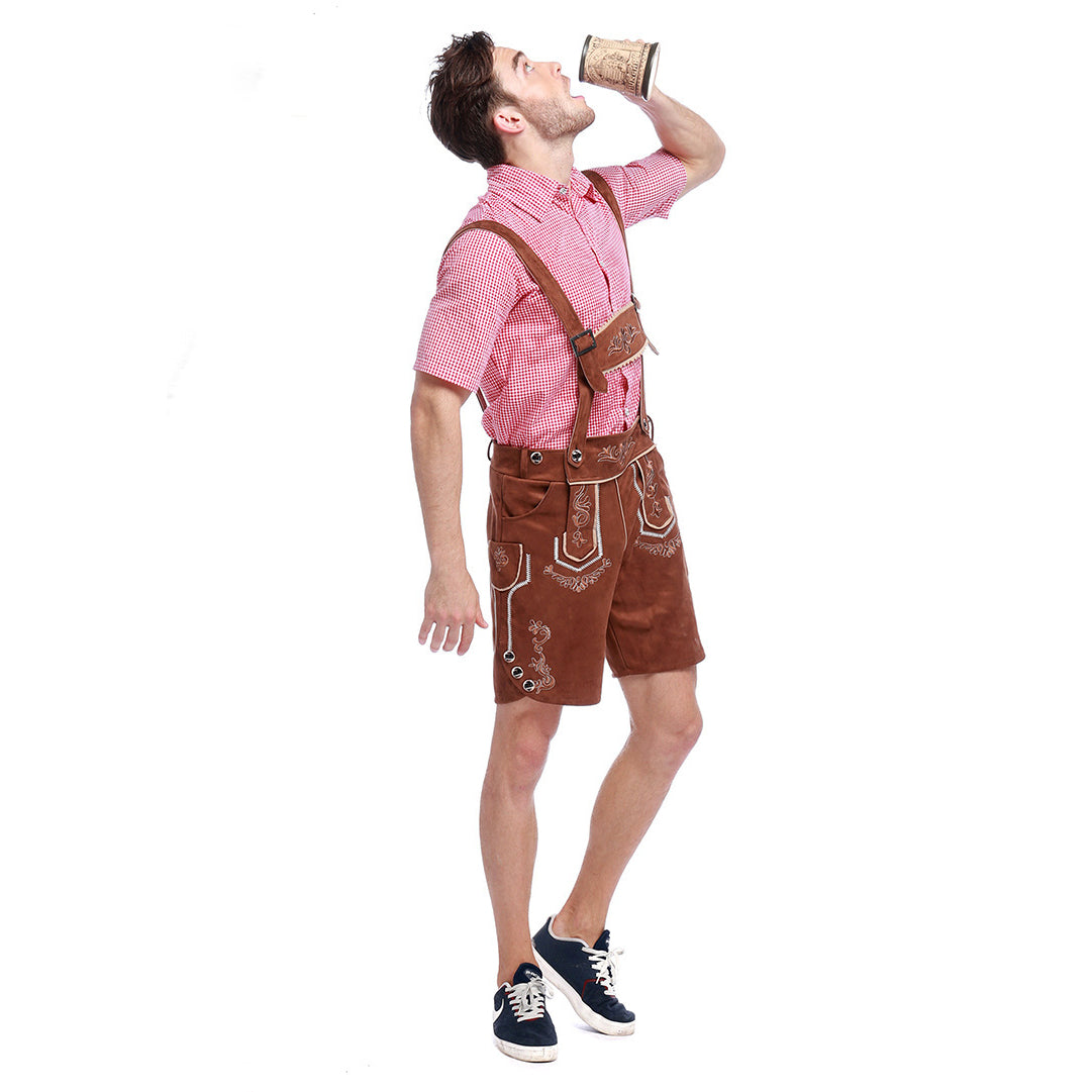 Men German Oktoberfest Outfit Beer Waiter Halloween Costume - Azufun