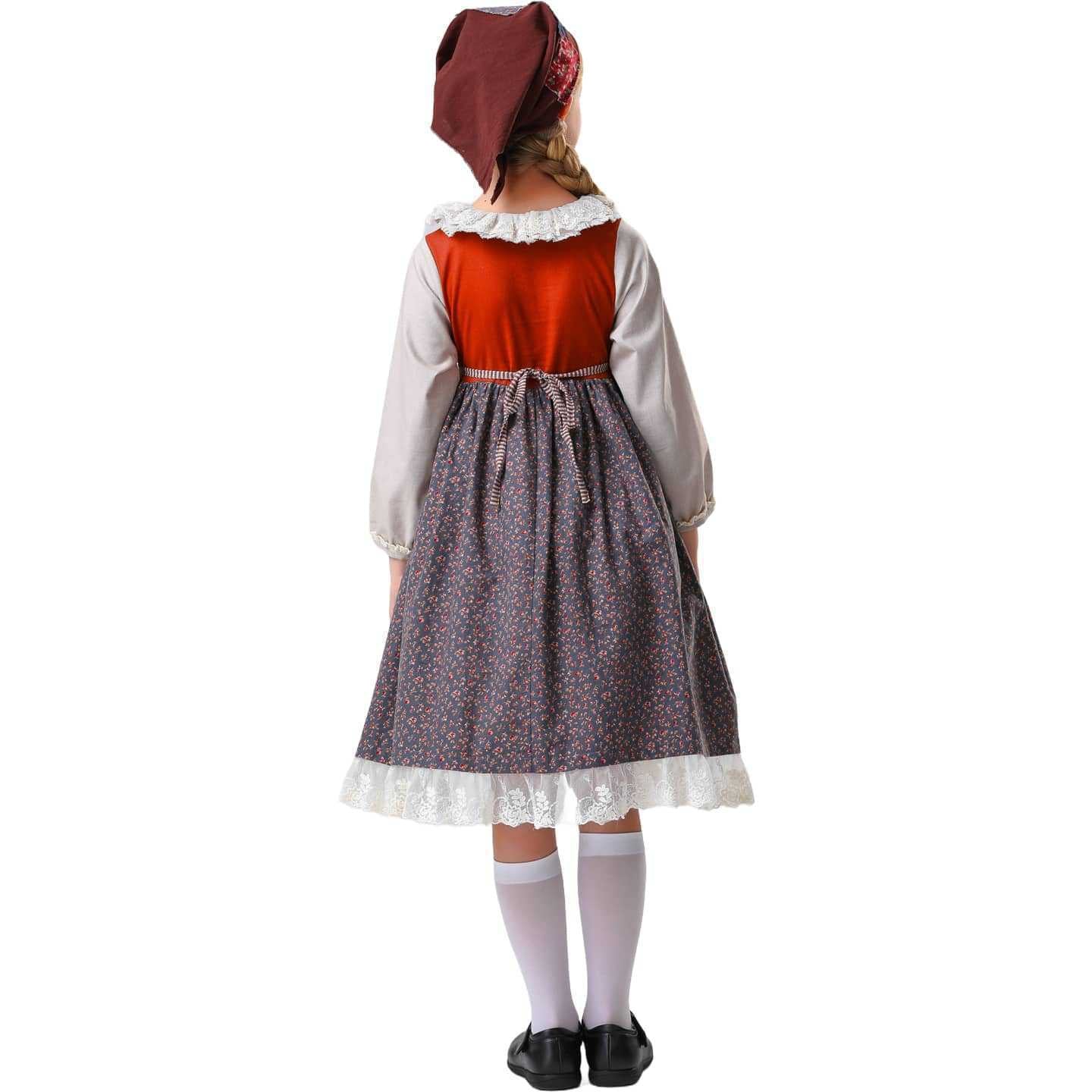 Kids The Little Match Girl Maid Costume Dress Funny Party Halloween - Azufun