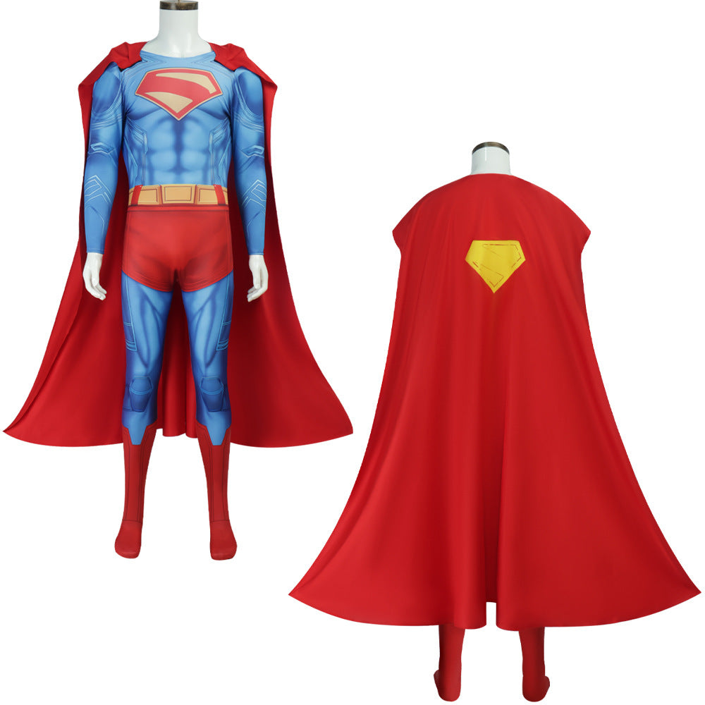 Deluxe Superman Clark Kent 3D Jumpsuit with Cloak Bodysuit - Azufun