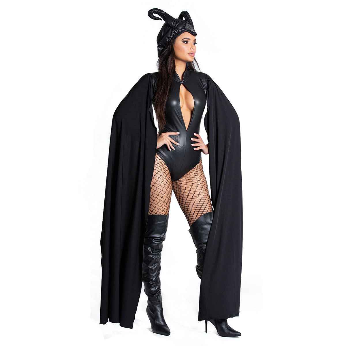 Bull Horn Maleficent Masquerade Costume Halloween Witch Women