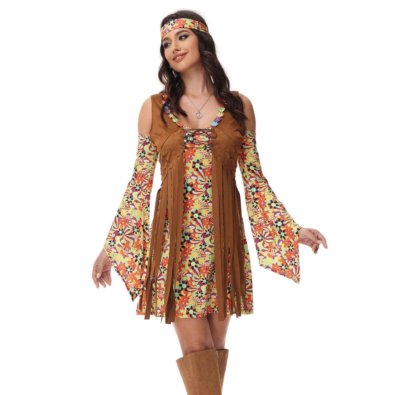 Pure Hippie Costume Classic Retro Style Dress for Women