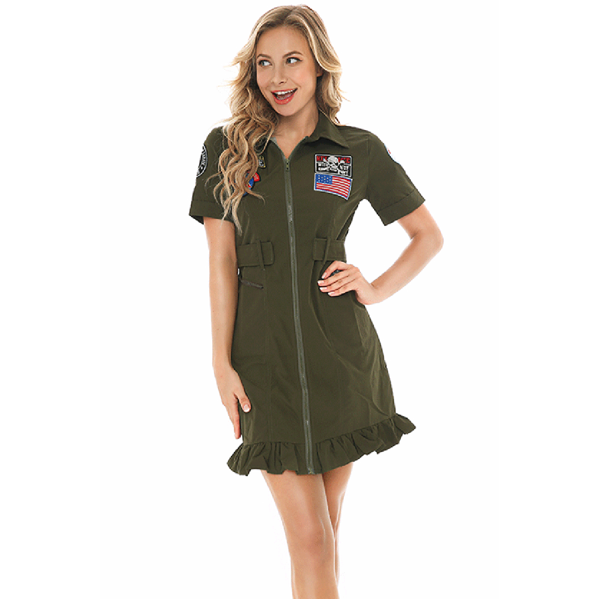 Top Gun Pilot Women's Maverick Flight Dress Costume - Azufun