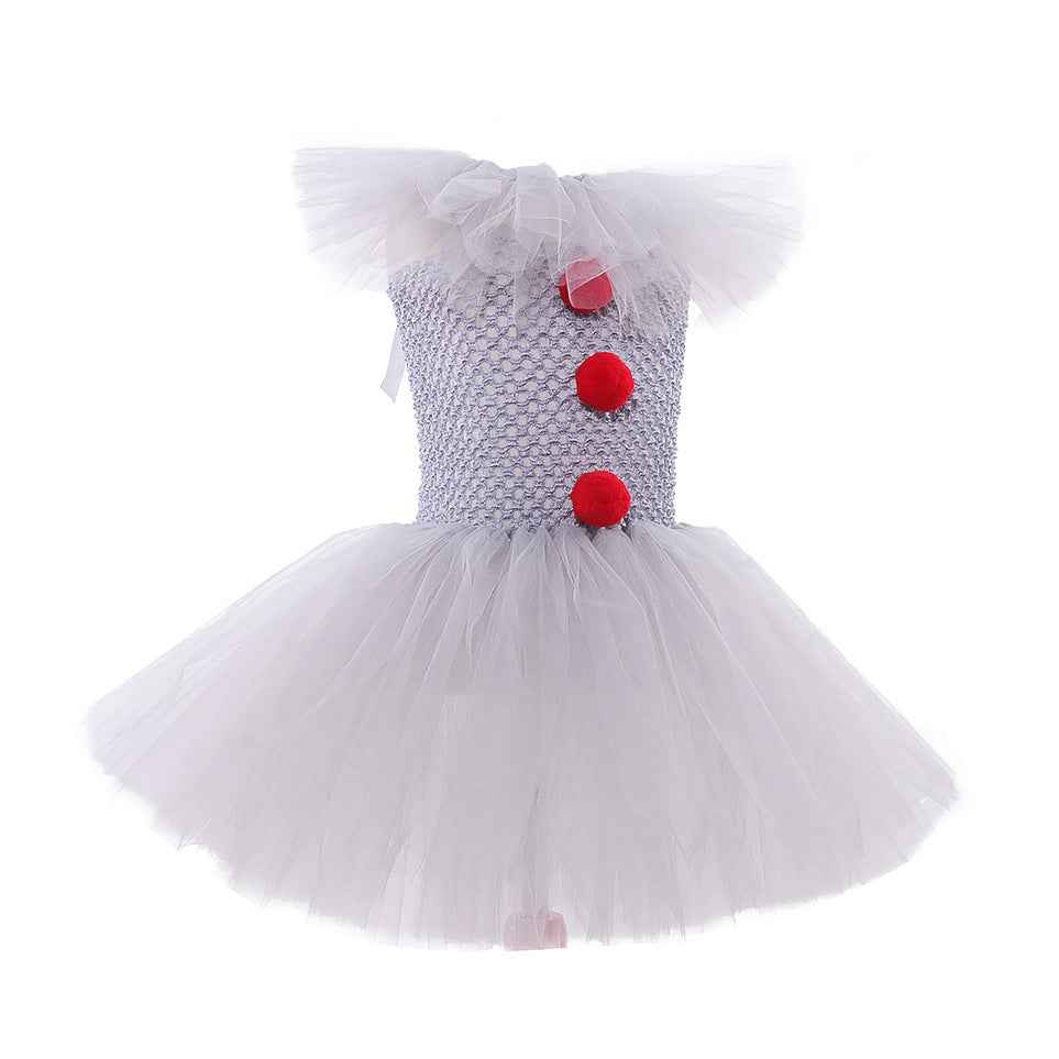 Kids Toddler Halloween Pennywise Costume Party Carnival Dress Up Circus Clown Tutu