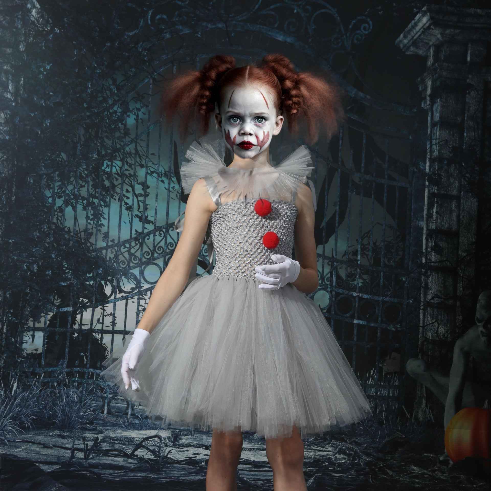 Kids Toddler Halloween Pennywise Costume Party Carnival Dress Up Circus Clown Tutu