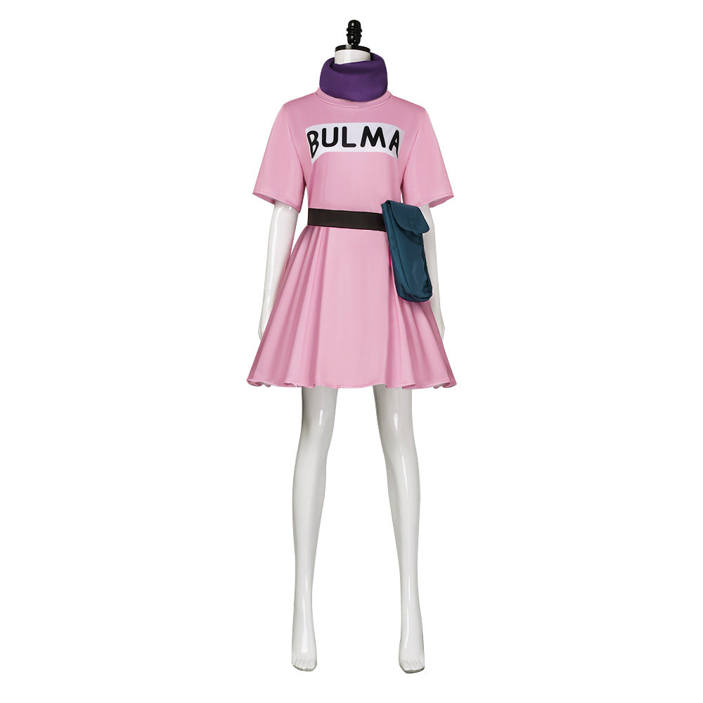 Bulma Cosplay Costume Anime Dragon Ball Pink Fancy Dress Full Set Halloween