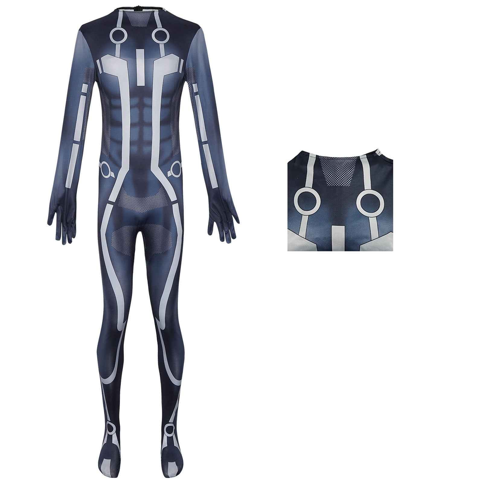 Tron: Legacy Sam Flynn Jumpsuit Bodysuit Mask Ares Cosplay