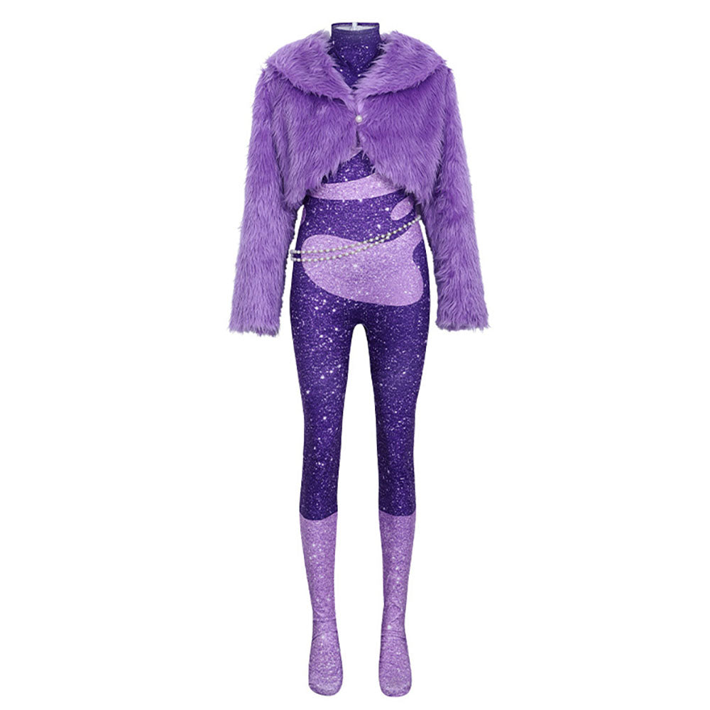 Zootopia 2 Gazelle Superstar Costume Purple Jumpsuit Cosplay Carnival Suit