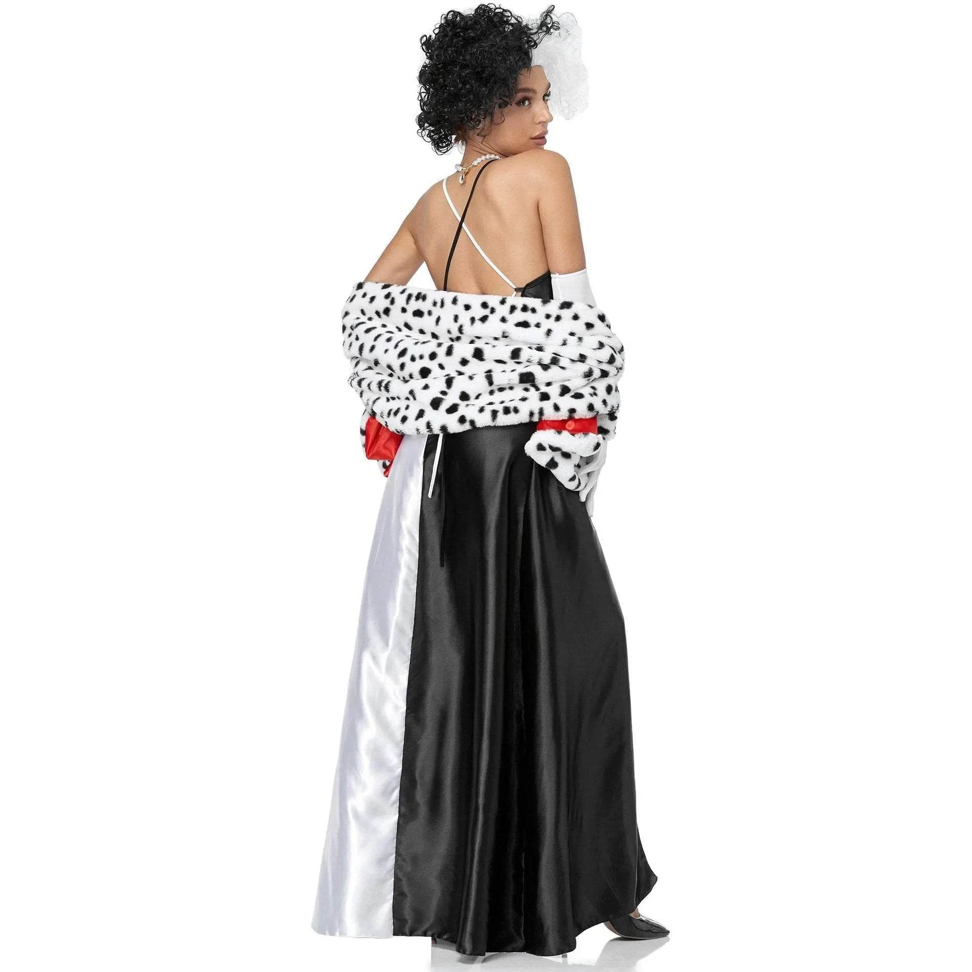 Adult Cruella Duster Costume Dress Uniform Halloween Women - Azufun
