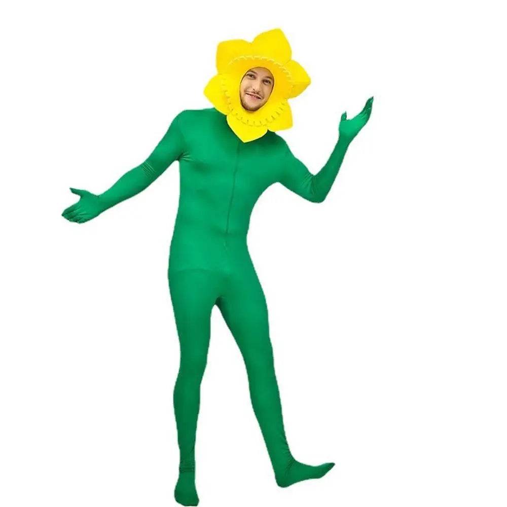 Adult Man Sunflower Funny Jumpsuit Cosplay Stage Performance Costume - Azufun