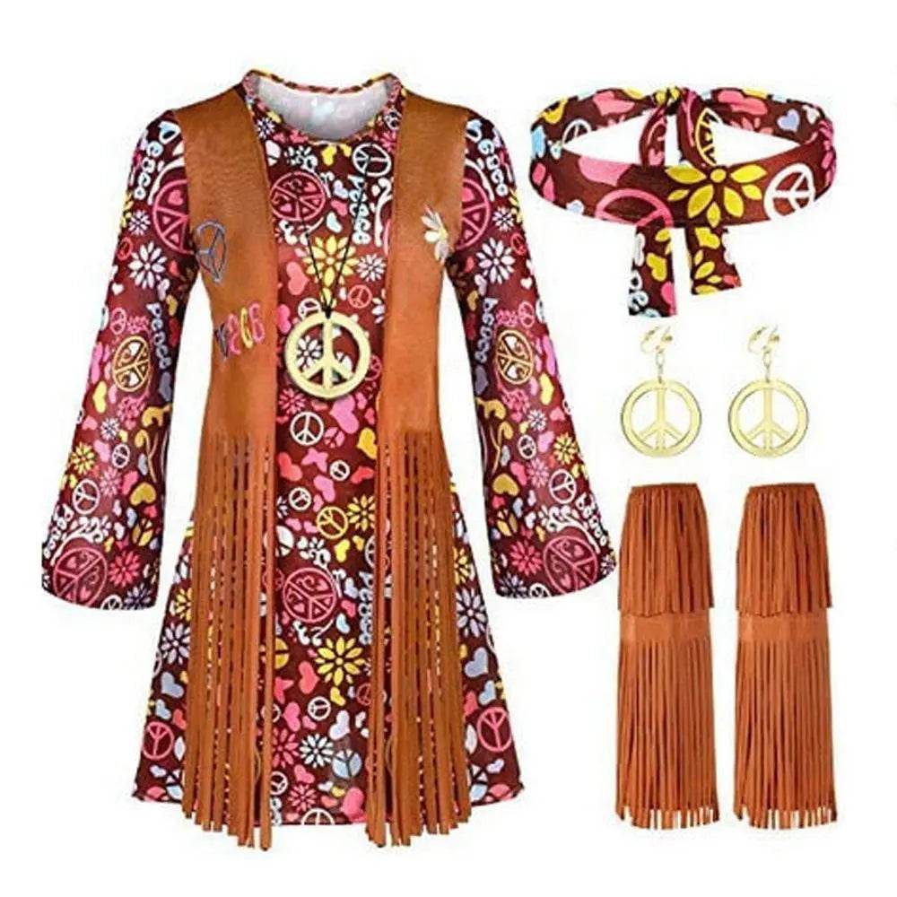 Adult Peace and Love Hippie Costume Party Halloween Women's Tassel - Azufun