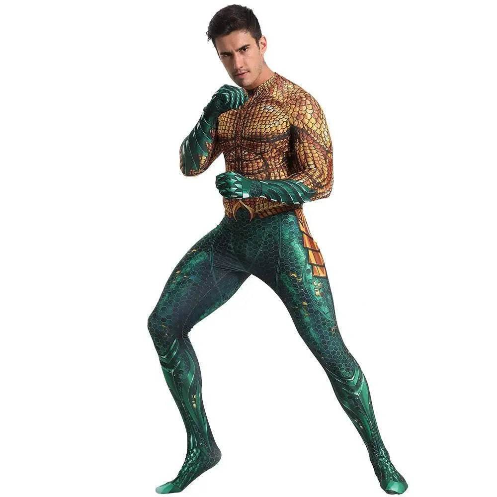 Aquaman 2 Costume Arthur Cosplay Bodysuit Halloween Fancy Cosplay Carnival Suit - Azufun