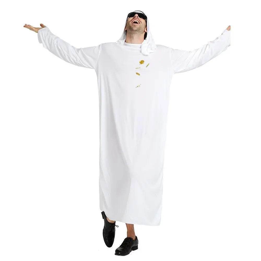 Arab sheik Prince masquerade male pure white Middle East Dubai clothes - Azufun
