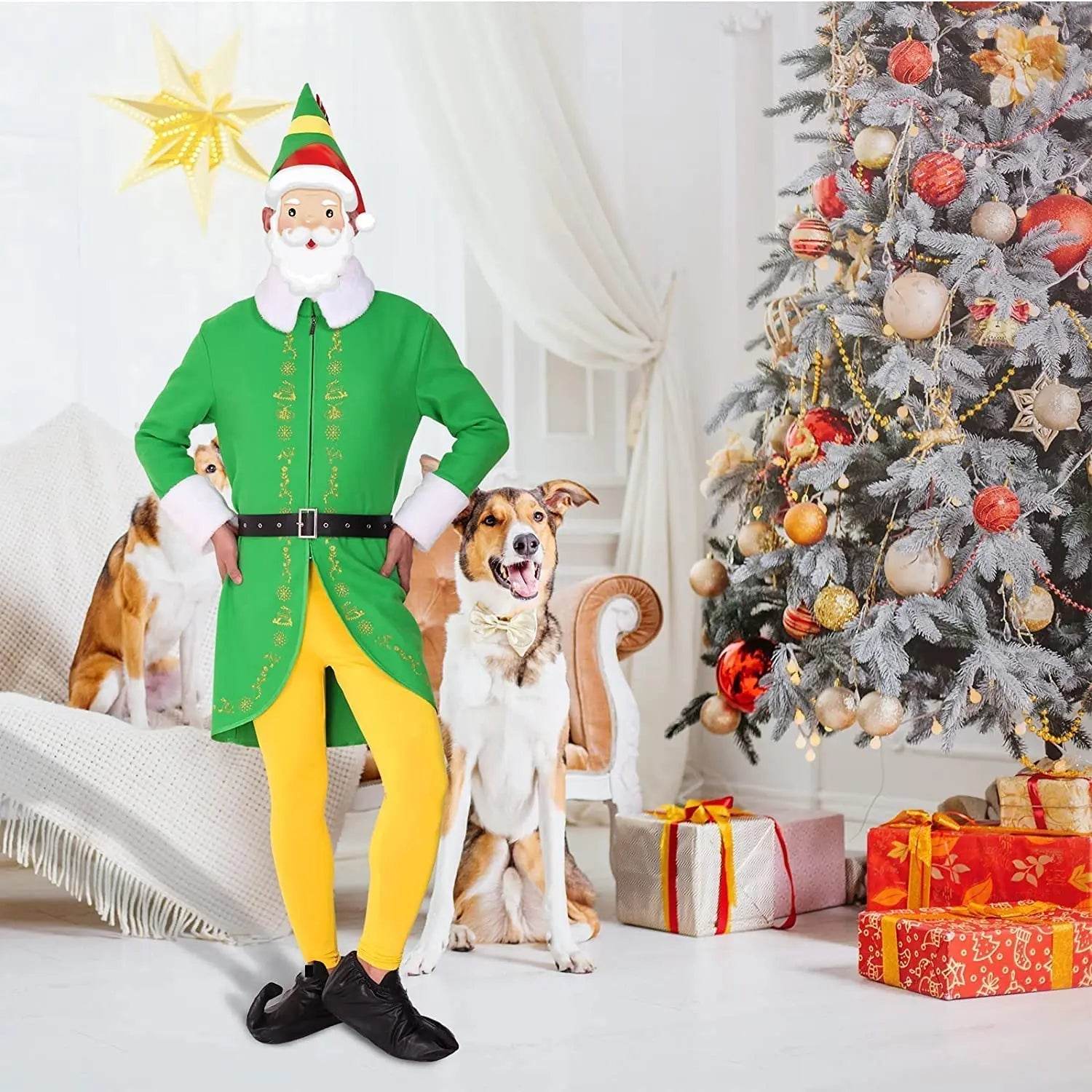 Buddy Elf Christmas Cosplay Costume Full Set Party Costumes for Men - Azufun