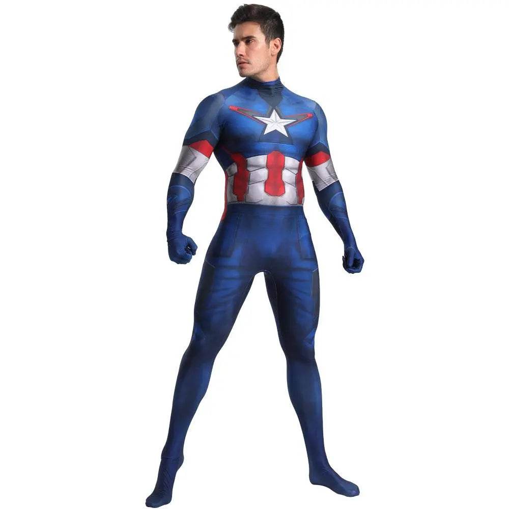 Captain America Outfits Halloween Cosplay Costume Bodysuit - Azufun