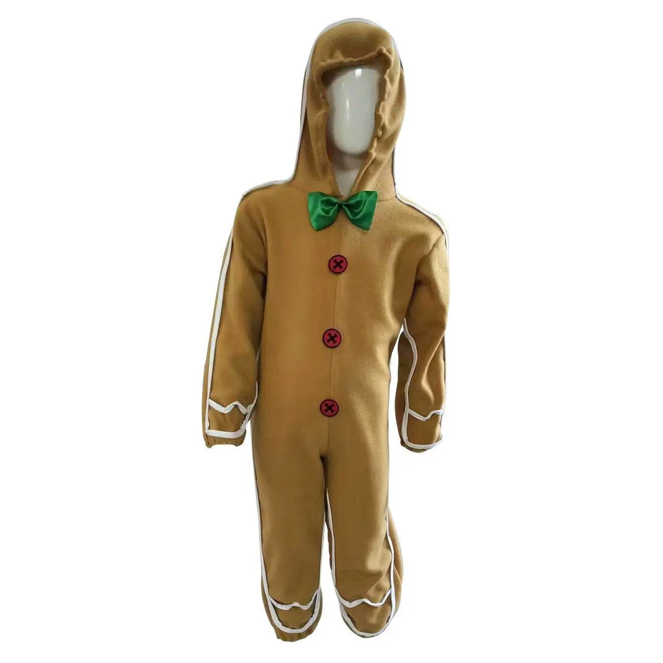 Children's Christmas Gingerbread Man Cosplay Costume One-Piece Pajamas - Azufun