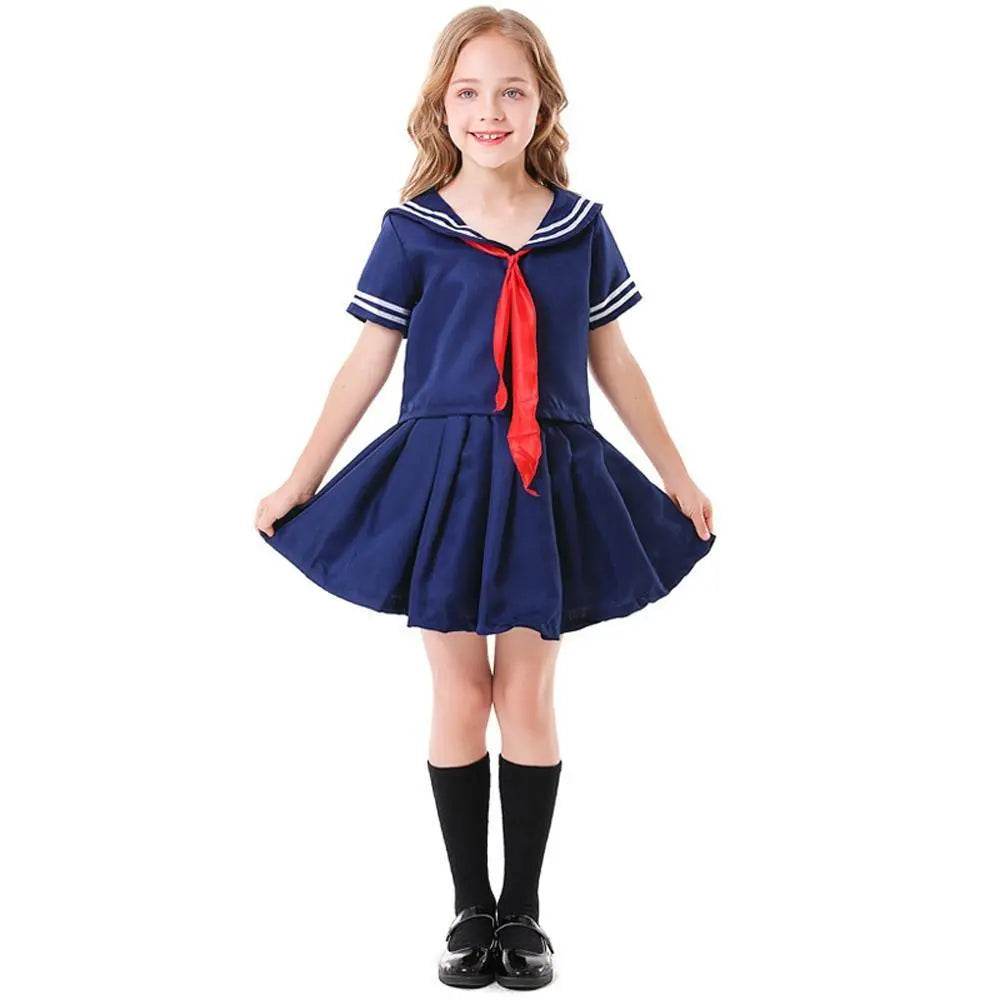 Children's Japanese anime style JK dark blue sailor costume - Azufun