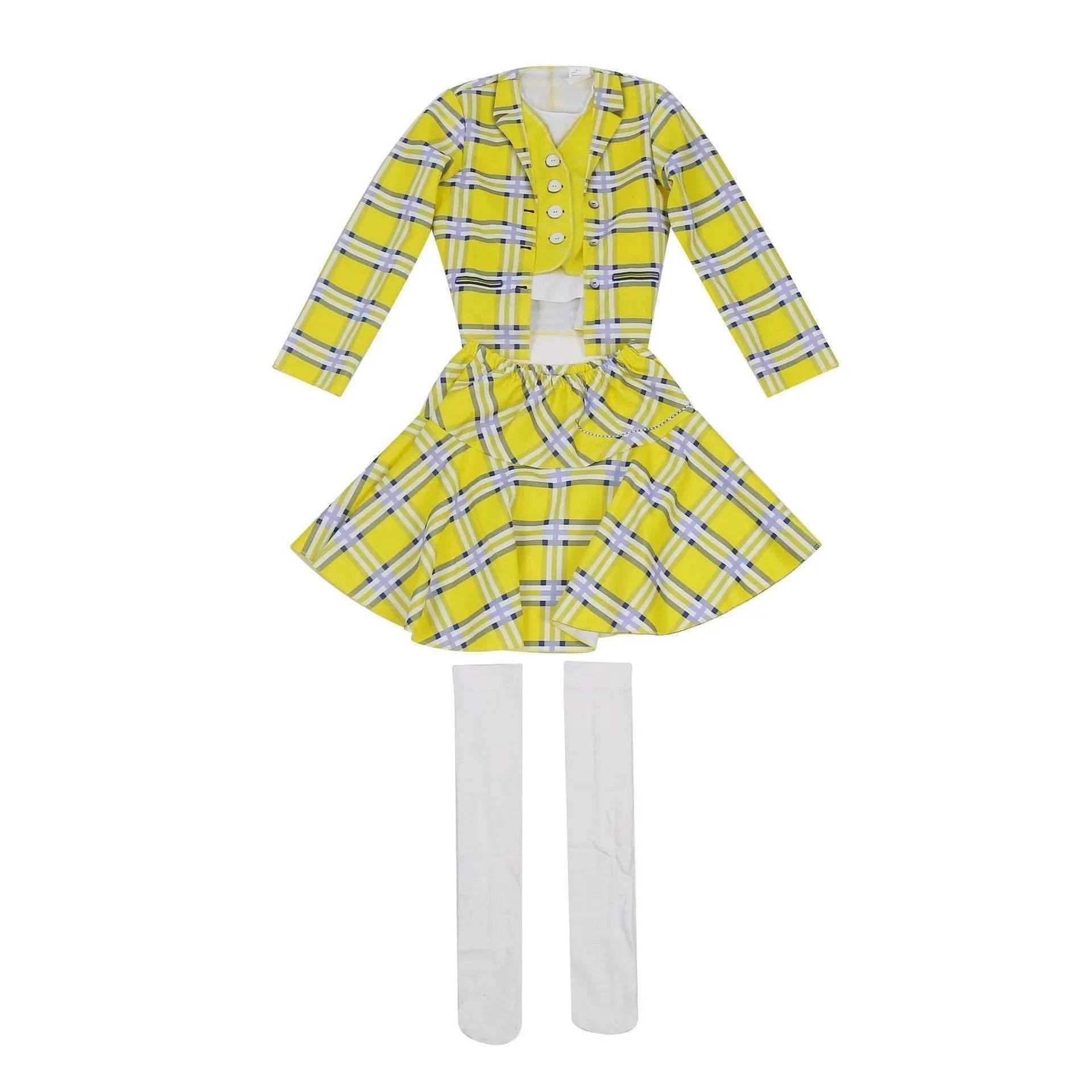 Clueless Cher Horowitz Girl Cosplay Costume School Uniform Suit Fancy Dress Halloween Outfit - Azufun
