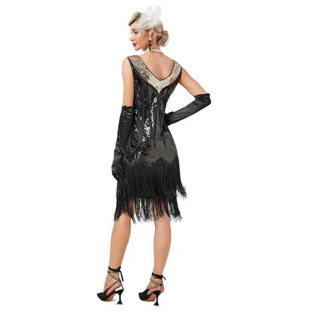 Gatsby 1920s Party Fringe Flapper Dress Retro Costume - Azufun