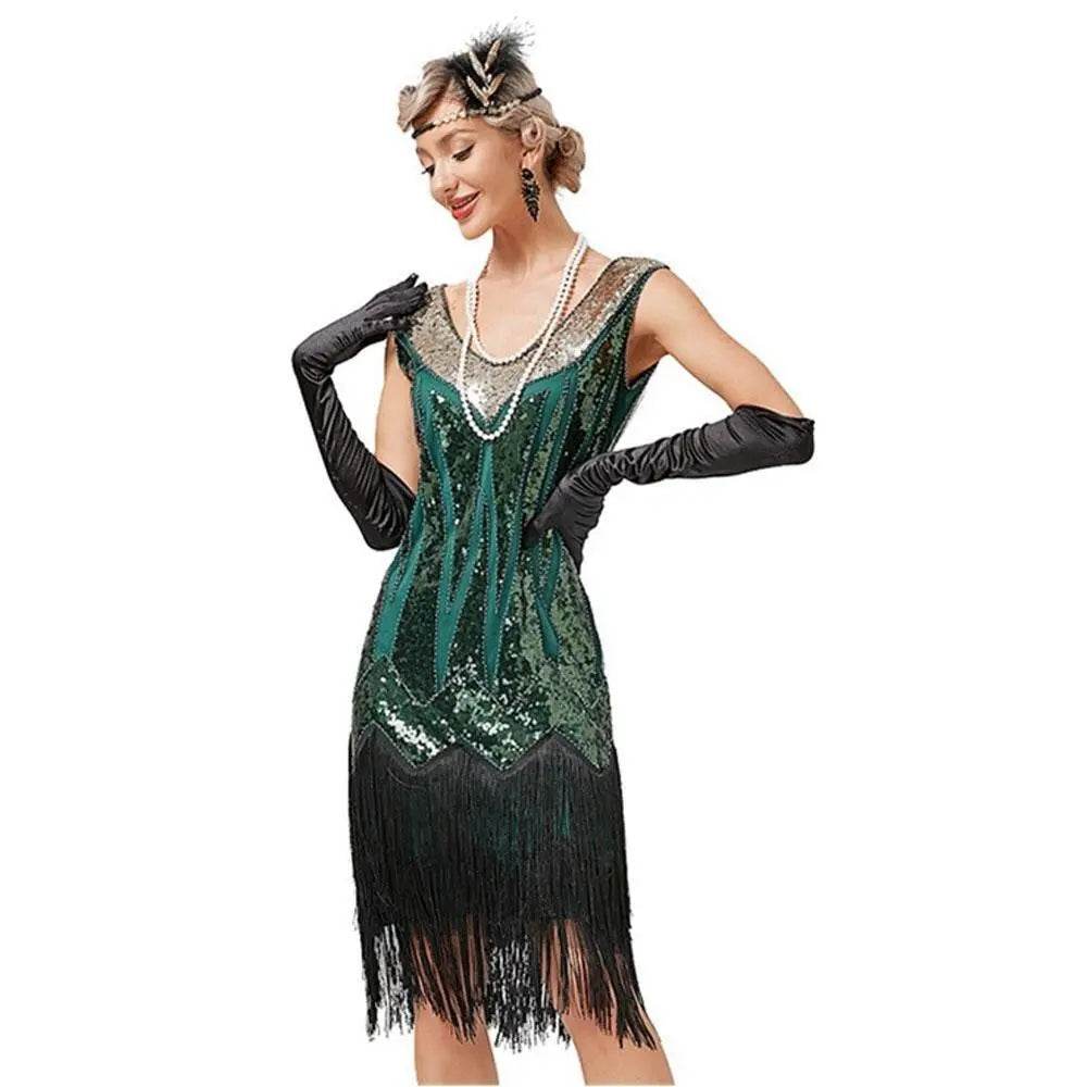 Gatsby 1920s Party Fringe Flapper Dress Retro Costume - Azufun