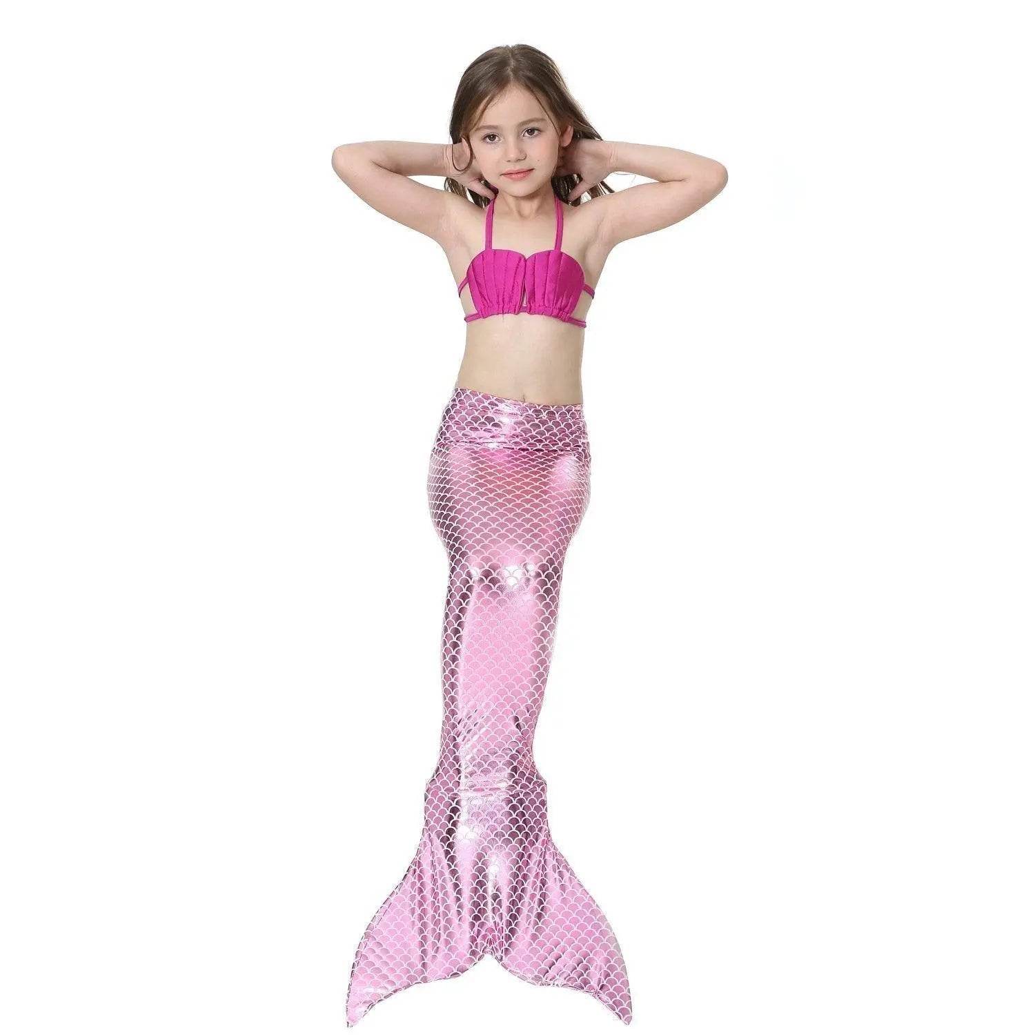 Girls Kids Mermaid Tail Swimwear Bikini Set Swimsuit Swimming Costume - Azufun