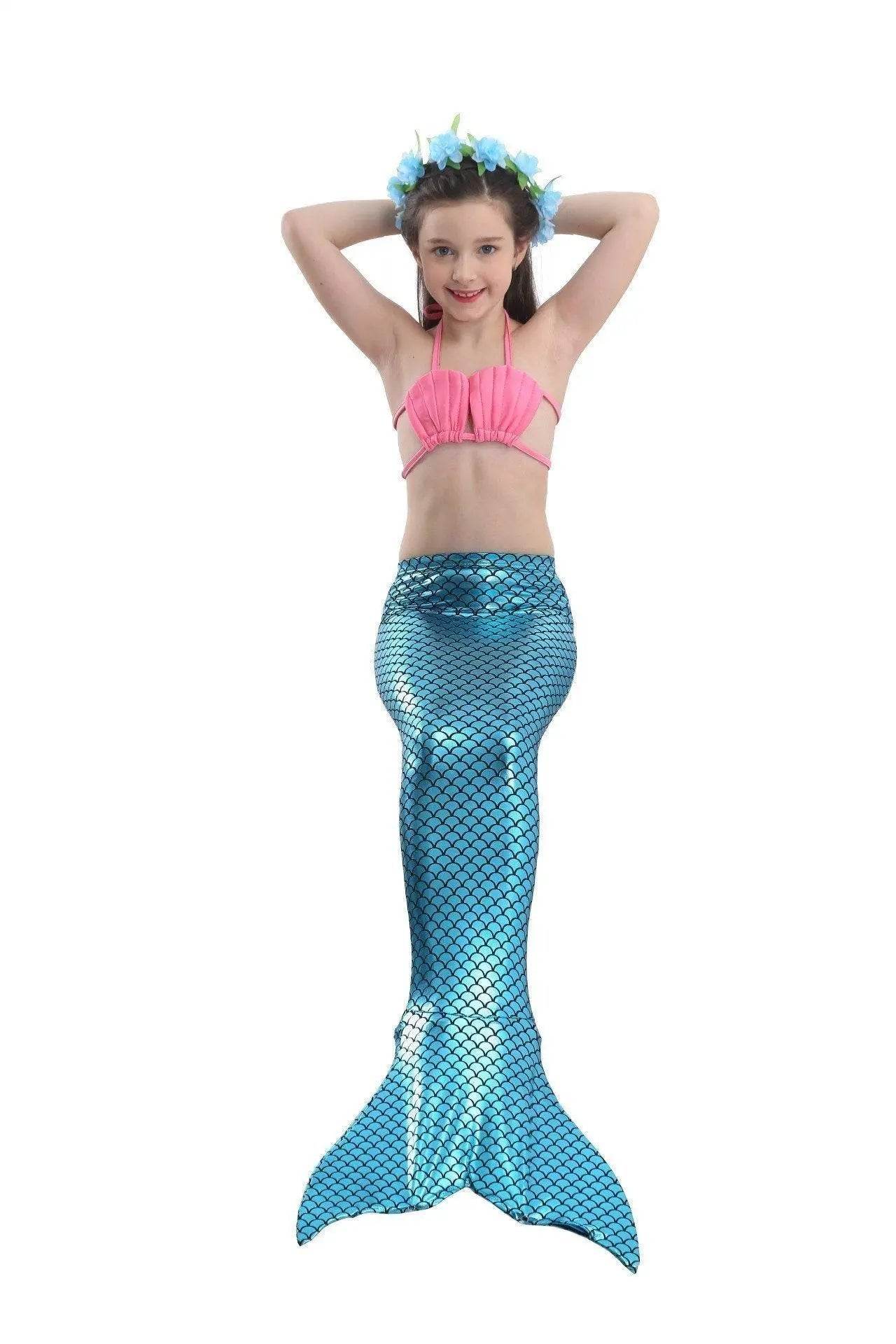 Girls Kids Mermaid Tail Swimwear Bikini Set Swimsuit Swimming Costume - Azufun