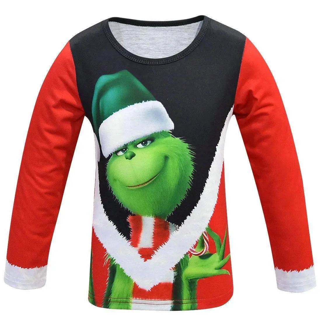 Green Monster Grinch Kids Boys Costume Mask Golves Set Christmas Gift - Azufun