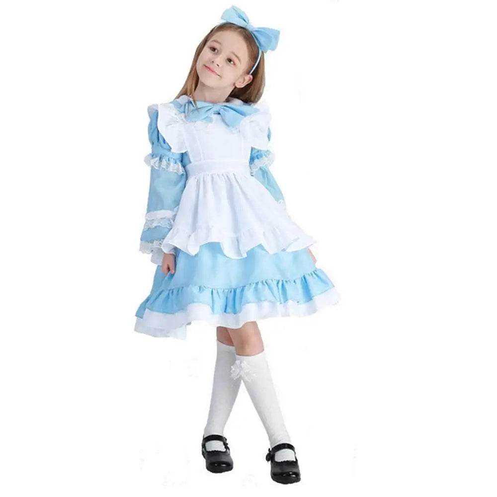 Halloween Alice Dress Girl's Princess Costume Maid Dress for kids - Azufun