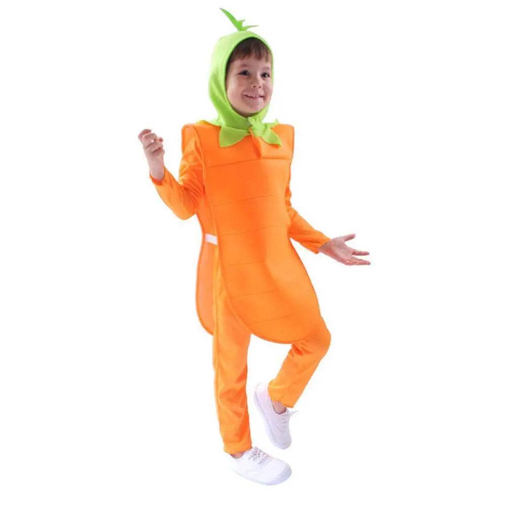 Halloween Carrot Cosplay Costumes Romper Onesie Cute Jumpsuit Outfit for Kids - Azufun