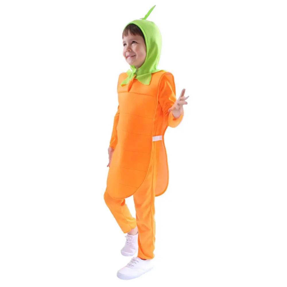 Halloween Carrot Cosplay Costumes Romper Onesie Cute Jumpsuit Outfit for Kids - Azufun