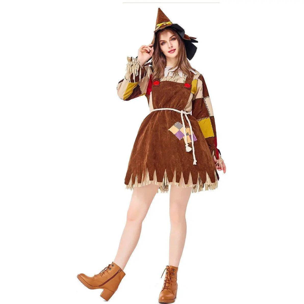 Halloween The Wizard of OZ Scarecrow Dress Cosplay Costume for Women - Azufun
