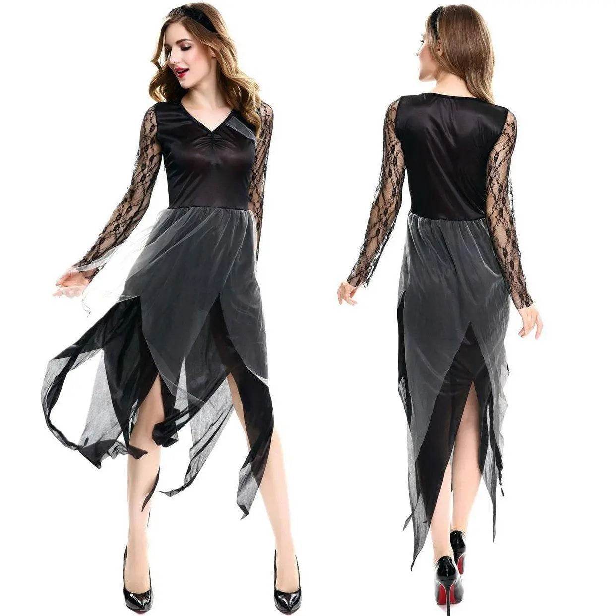 Halloween vampire dress gauze ghost bride costume cosplay stage play female zombie dress uniform - Azufun