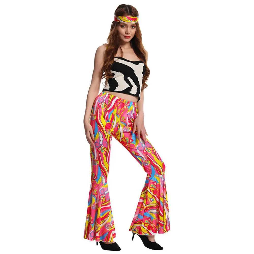 Hip Hop Rock Hippie 70s Costumes Cosplay Bell Bottoms - Azufun