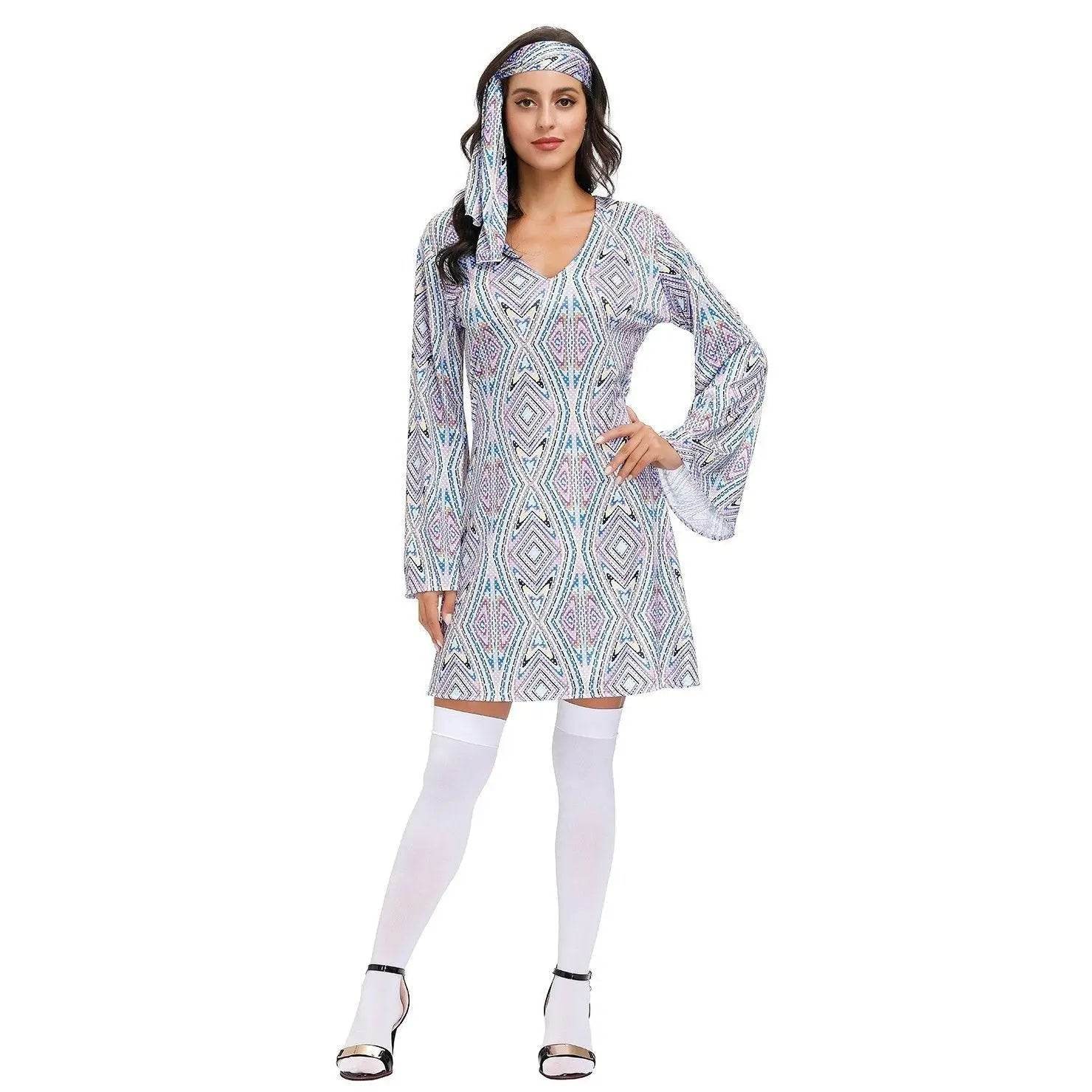 Hip Hop Rock Hippie 70s Costumes Cosplay Halloween Outfit Fancy Dress - Azufun